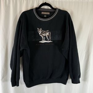 Headwaters Silent Hunter Sweater Unisex Medium Embroidered Wolf Print Crewneck
